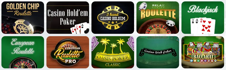 Jeux de table au Mr James Casino